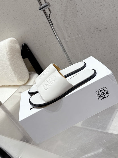 Loewe 25 flat slippers white calfskin