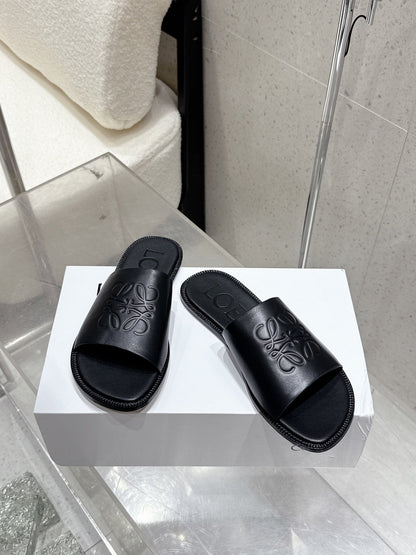 Loewe 25 flat slippers black calfskin