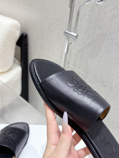 Loewe 25 flat slippers black calfskin