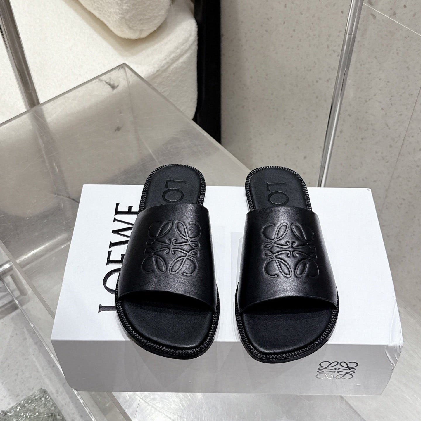 Loewe 25 flat slippers black calfskin
