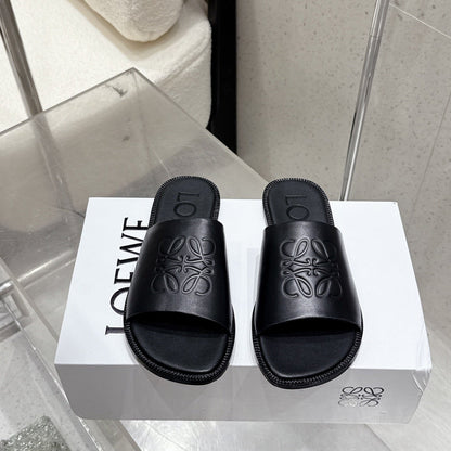 Loewe 25 flat slippers black calfskin