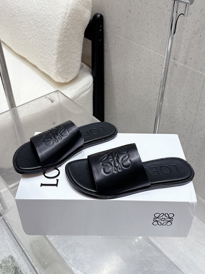 Loewe 25 flat slippers black calfskin