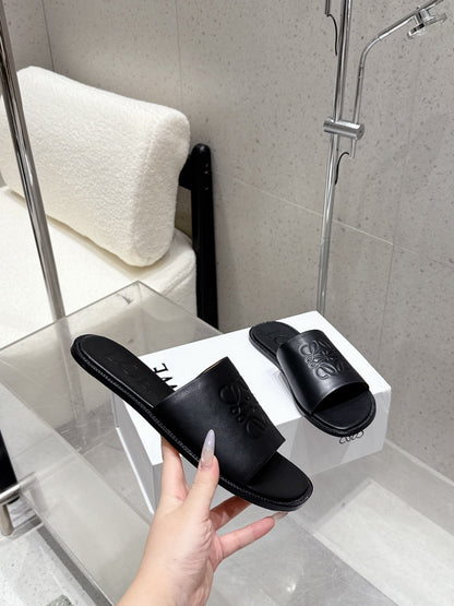 Loewe 25 flat slippers black calfskin