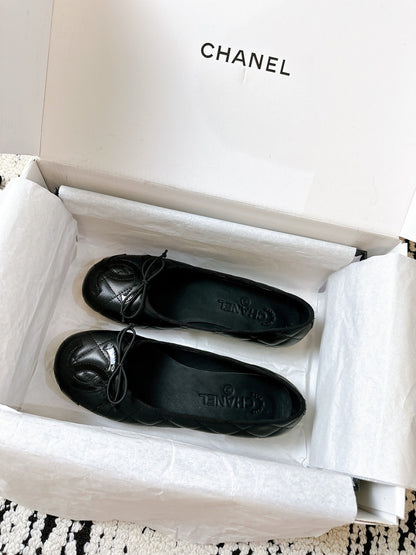 CC 25 Kangpeng Ballet Flats Black Leather 300172