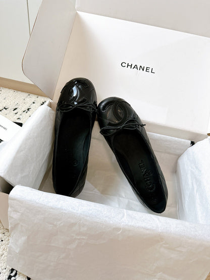 CC 25 Kangpeng Ballet Flats Black Leather 300172