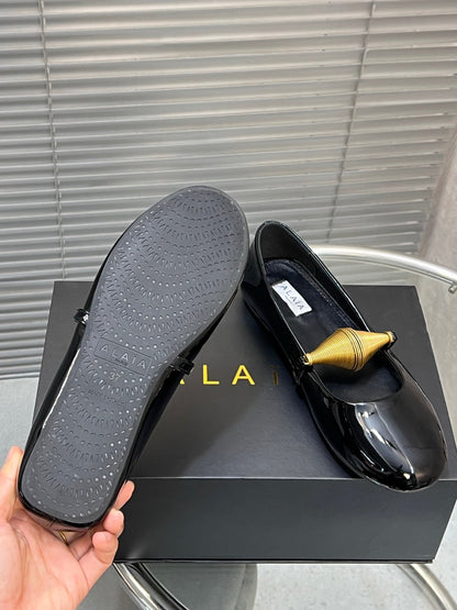 Alaia 25 Jewel Patent Leather Ballet Flats Black Lambskin 300012