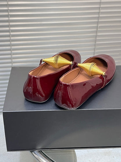 Alaia 25 Jewel Patent Leather Ballet Flats Ruby Red Lambskin 300013