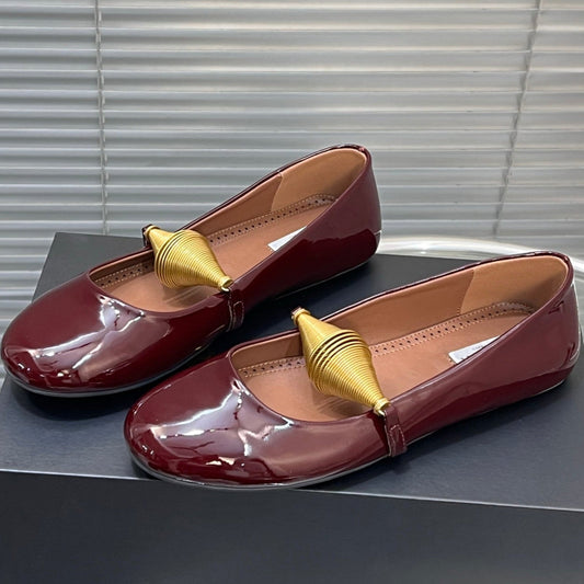 Alaia 25 Jewel Patent Leather Ballet Flats Ruby Red Lambskin 300013