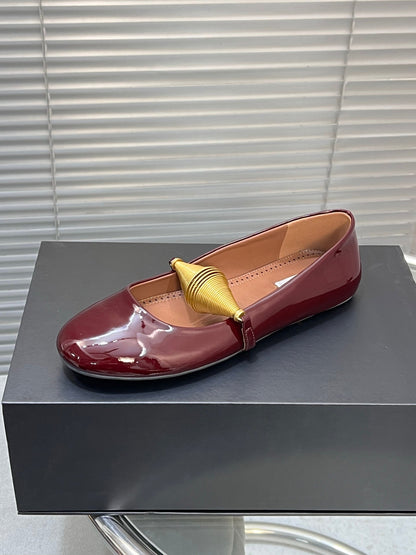 Alaia 25 Jewel Patent Leather Ballet Flats Ruby Red Lambskin 300013