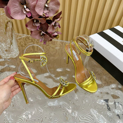 Aquazzura Slingback Heel 10cm Gold Metalic Calfskin