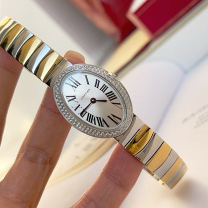 Baignoire 23mm Two-Tone Yellow Gold Double Row Diamond Bezel