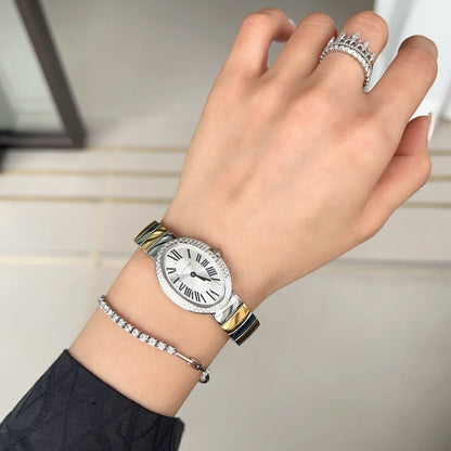 Baignoire 23mm Two-Tone Yellow Gold Double Row Diamond Bezel