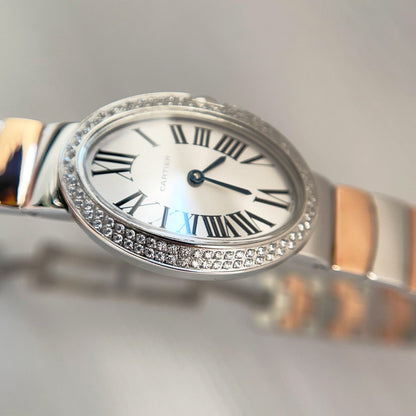 Baignoire 23mm Two-Tone Pink Gold Double Row Diamond Bezel