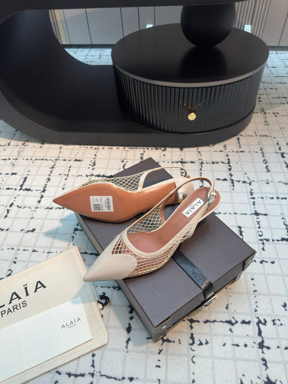 Alaia Heart 50mm Heels Slingbacks Ivory Sheepskin 800932