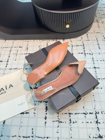 Alaia Heart Flat Slingbacks Nude Sheepskin 800936