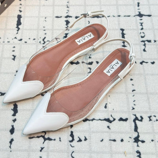Alaia Heart Flat Slingbacks White Sheepskin 800937