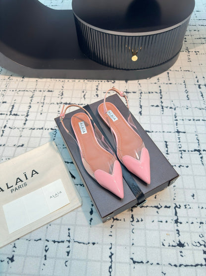 Alaia Heart Flat Slingbacks Pink Sheepskin 800940