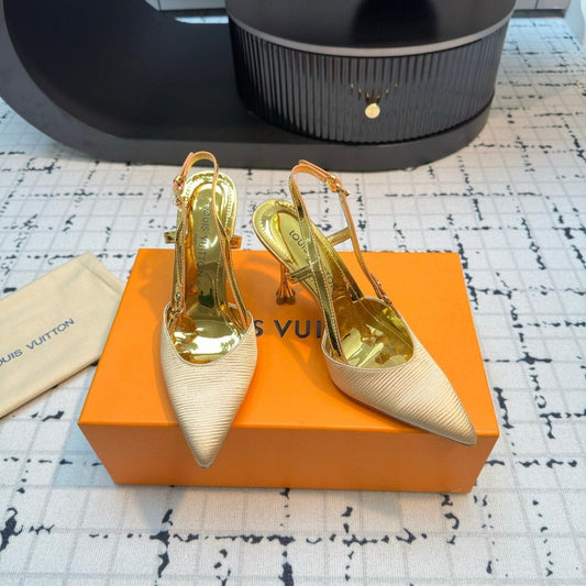 LV Blossom Slingback Pump 95mm Beige Lambskin