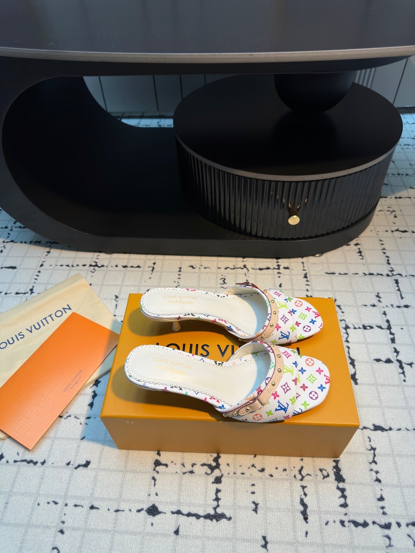 LV Mule 6AM LV x TM 55mm White with Monogram Multicolore Leather 218907