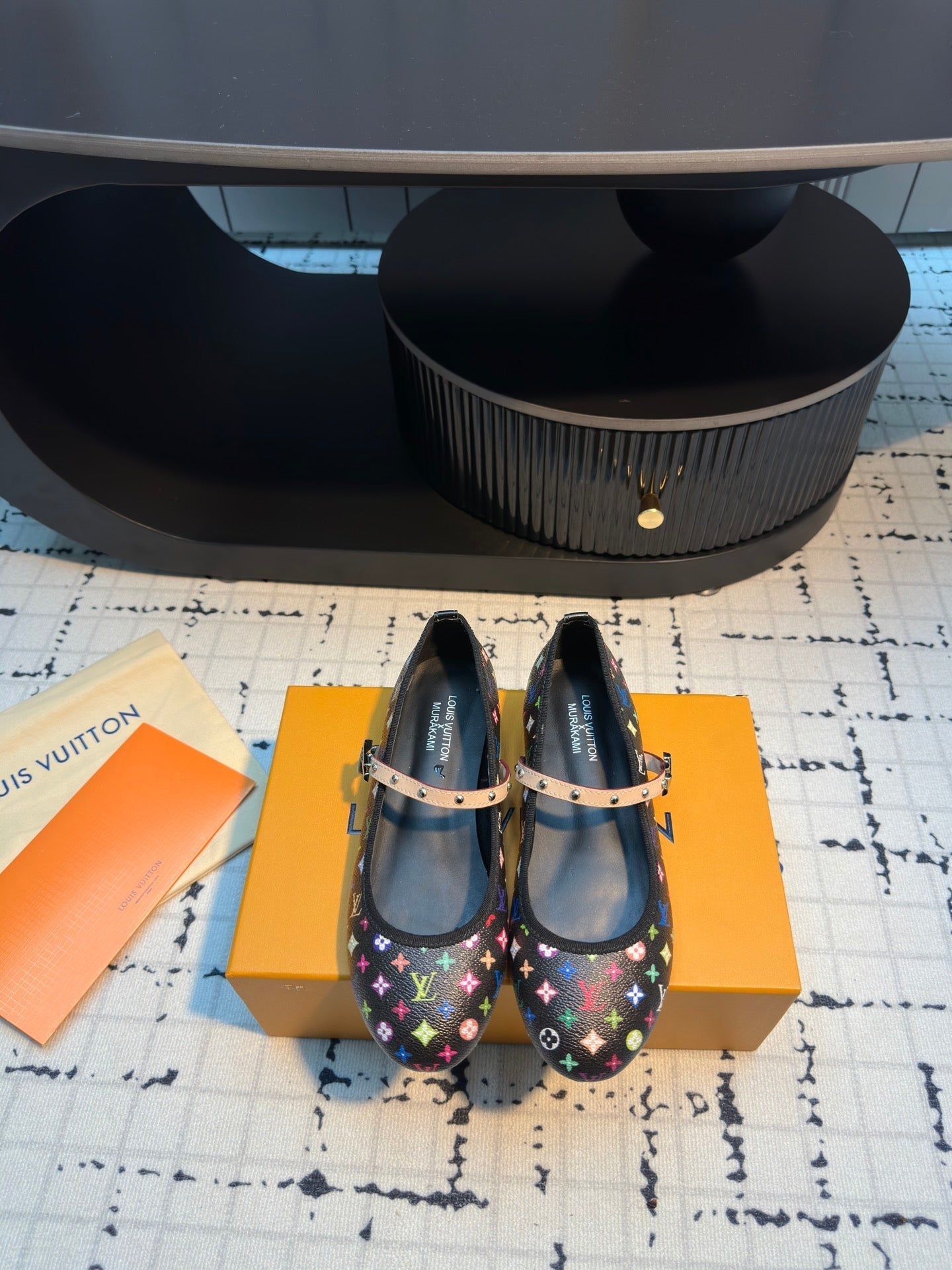 LV Ballerine Romy LV x TM Black with Monogram Multicolore Leather 218914