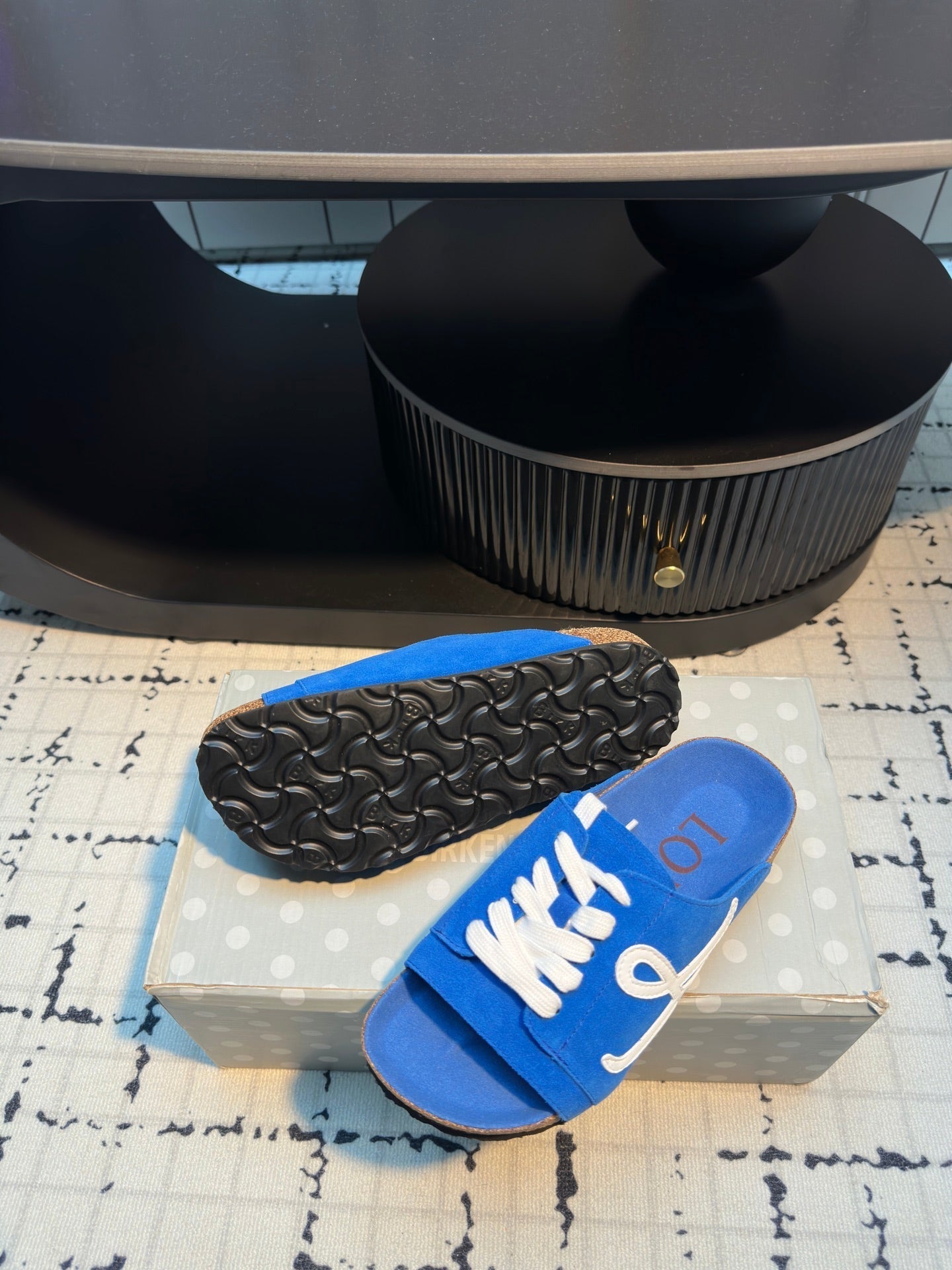 Loewe x Birkenstock Slide Blue Cowhide Suede