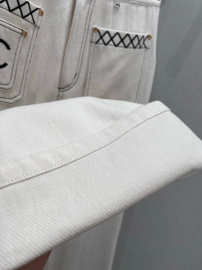CC 25 Straight Jeans White Cotton