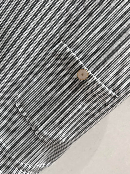 CC 25 Striped Suspender Skirt Gray White Cotton