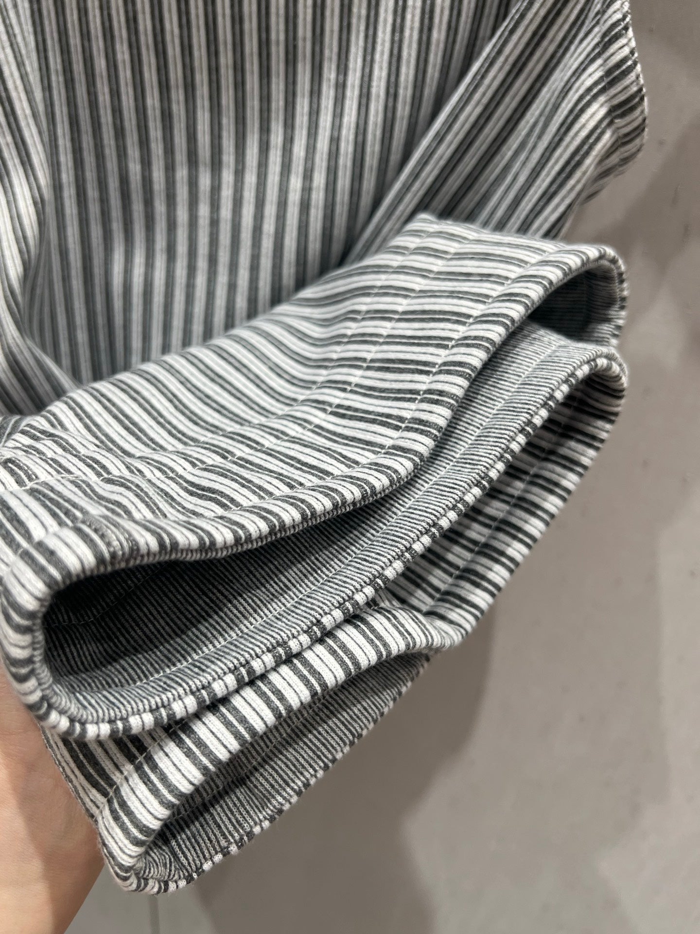CC 25 Striped Suspender Skirt Gray White Cotton