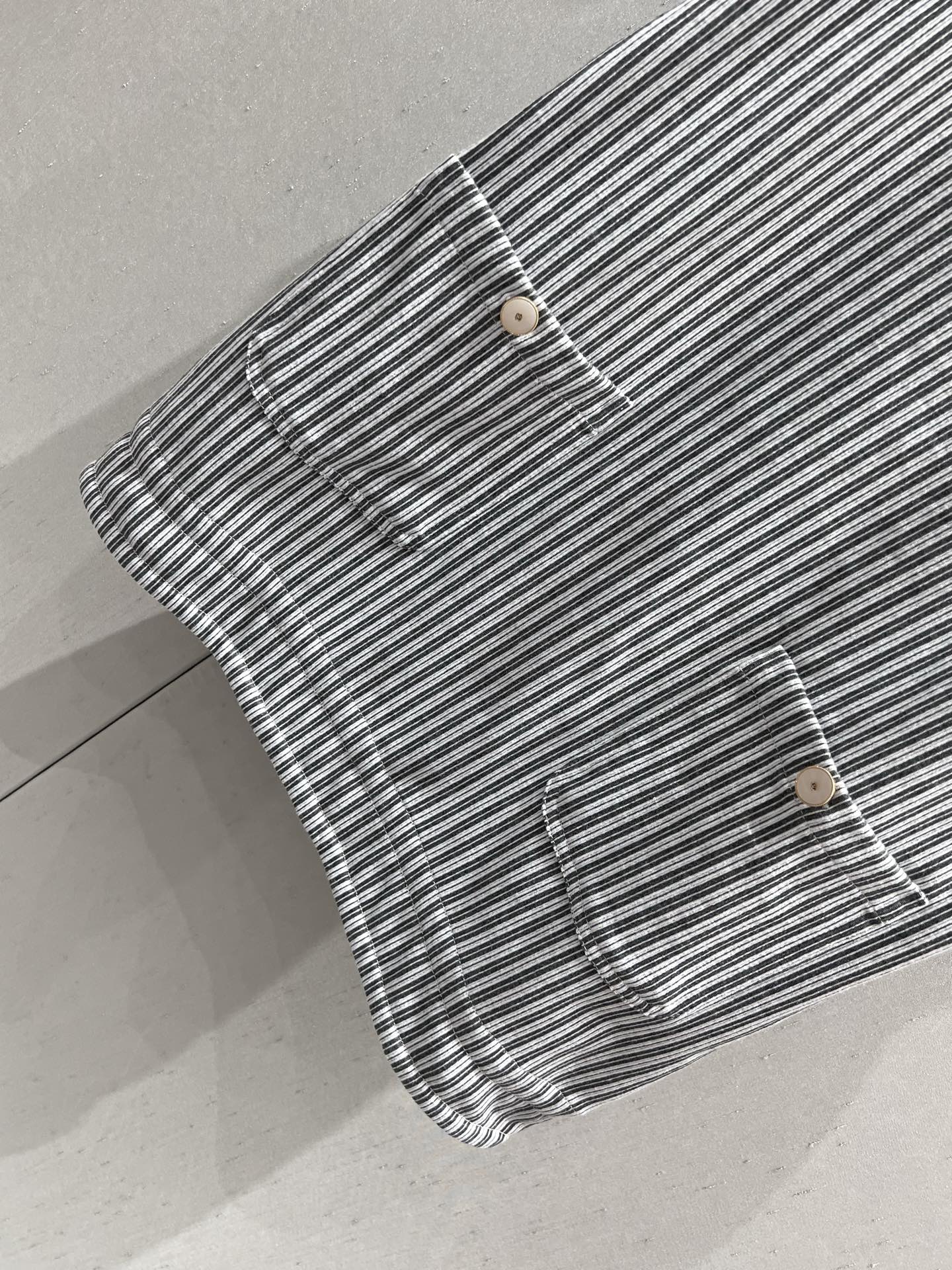 CC 25 Striped Suspender Skirt Gray White Cotton