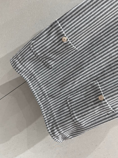 CC 25 Striped Suspender Skirt Gray White Cotton