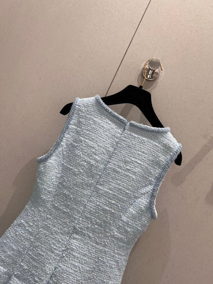 CC 25 Tweed Dress Blue Woven Fabric