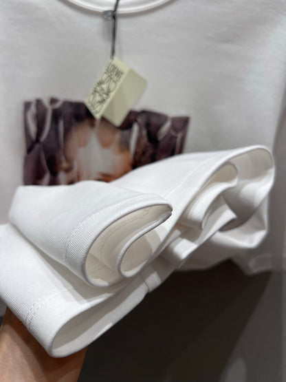 Loewe 25 Printed Round Neck Short Sleeve T-shirt White Cotton 215607