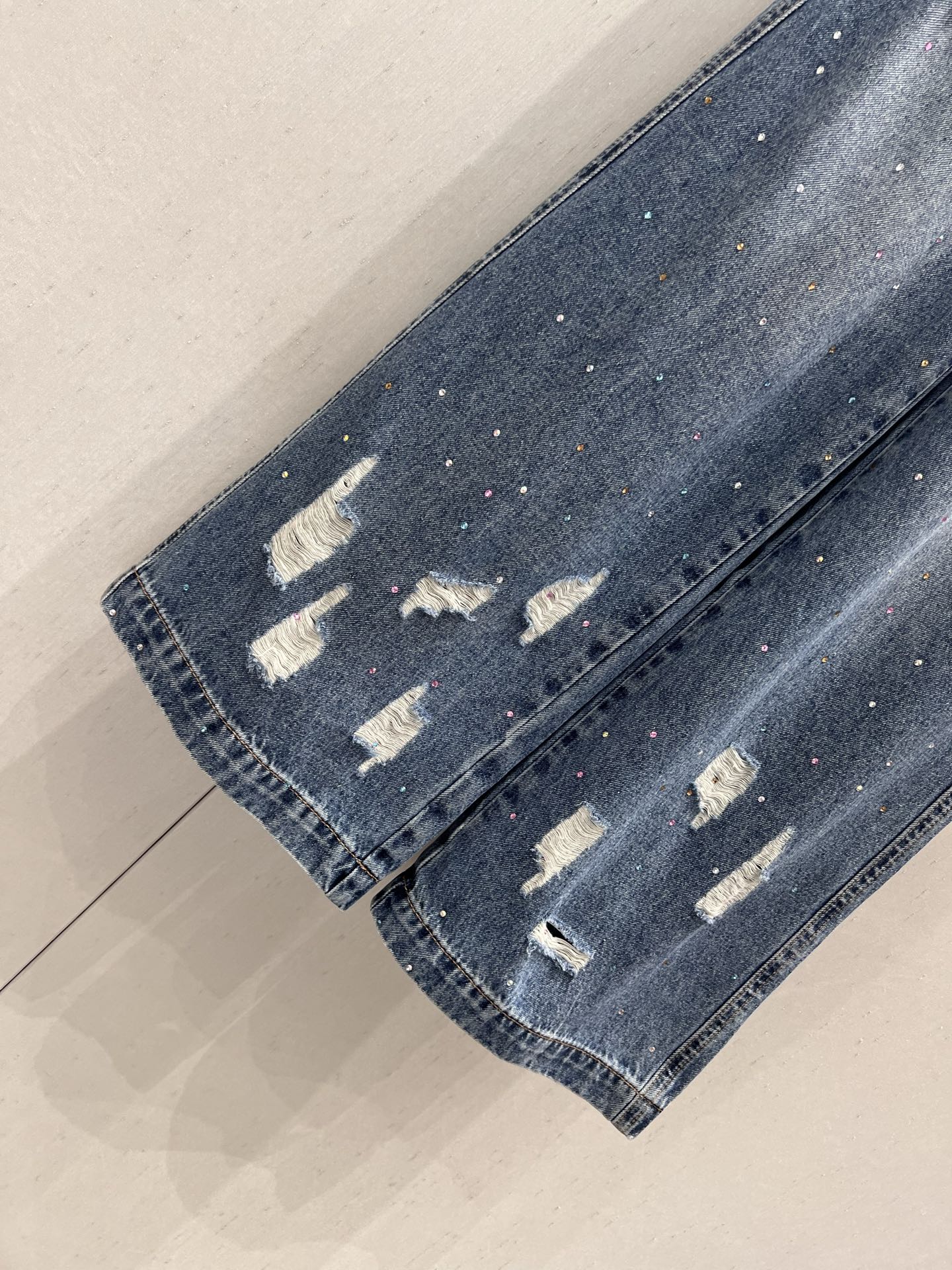 Loewe 25 Diamond Hole Straight Jeans Blue Cotton 217426