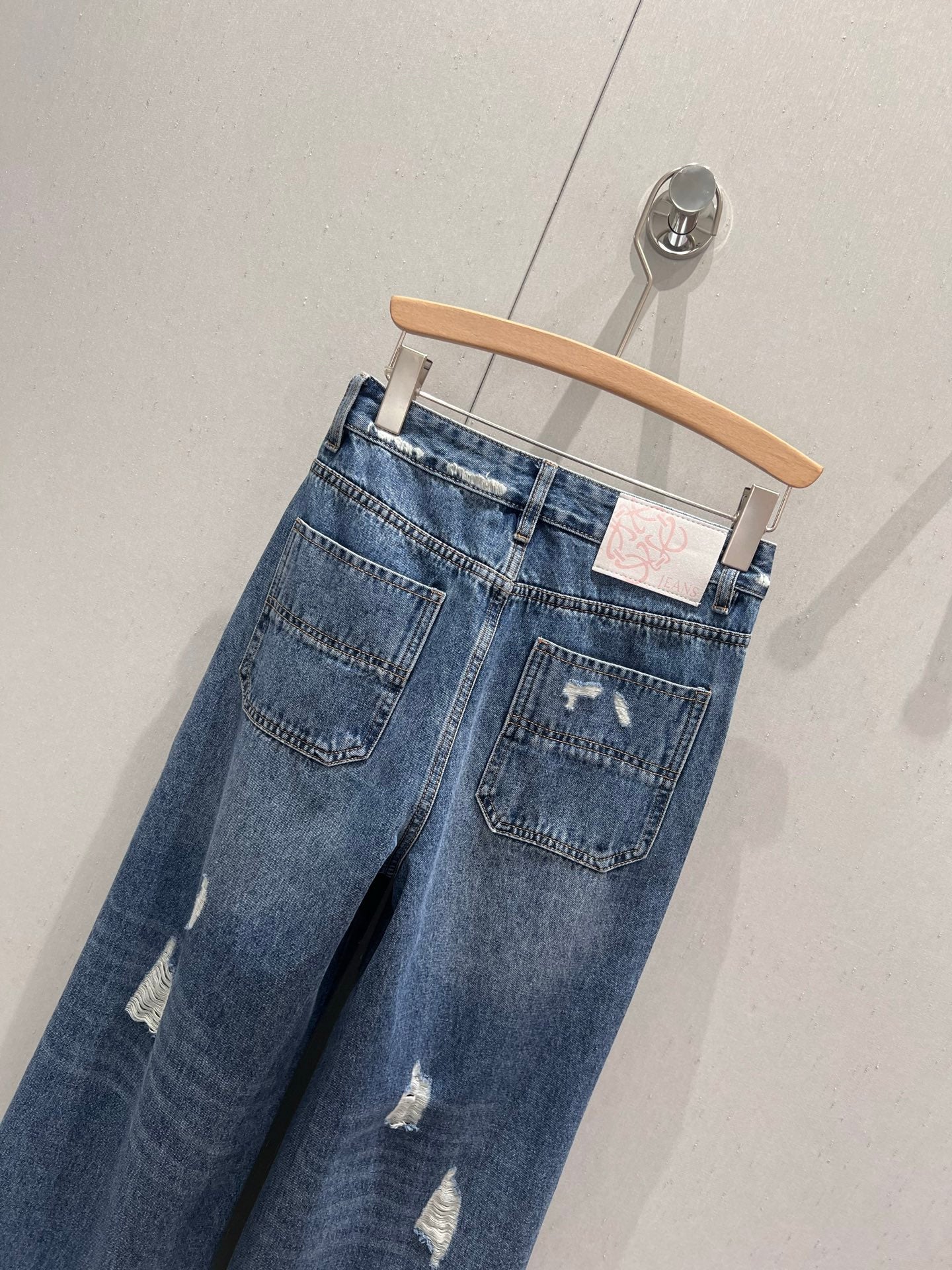 Loewe 25 Diamond Hole Straight Jeans Blue Cotton 217426