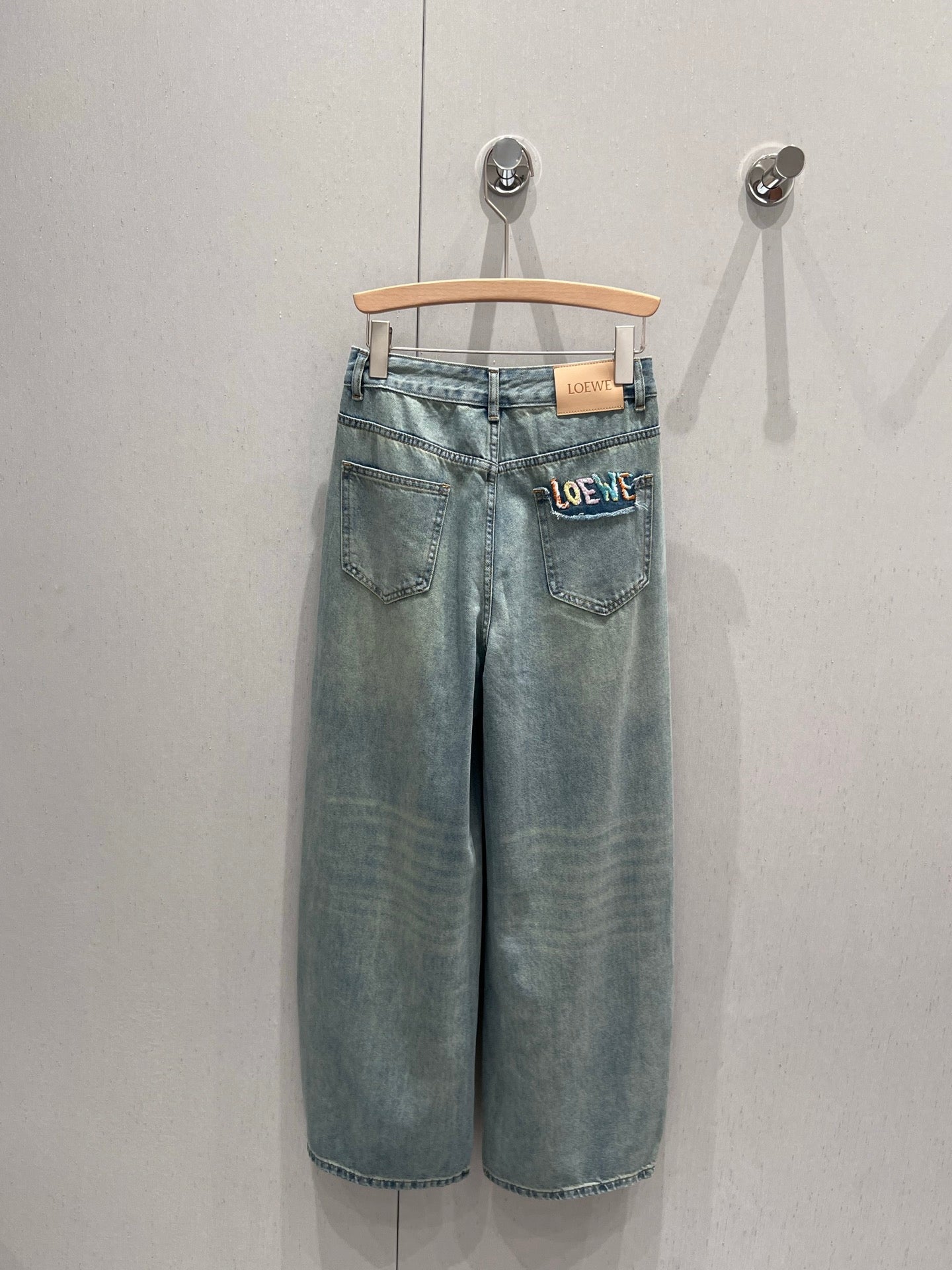 Loewe 25 Colorful Embroidered Scimitar Jeans Blue Cotton 217978