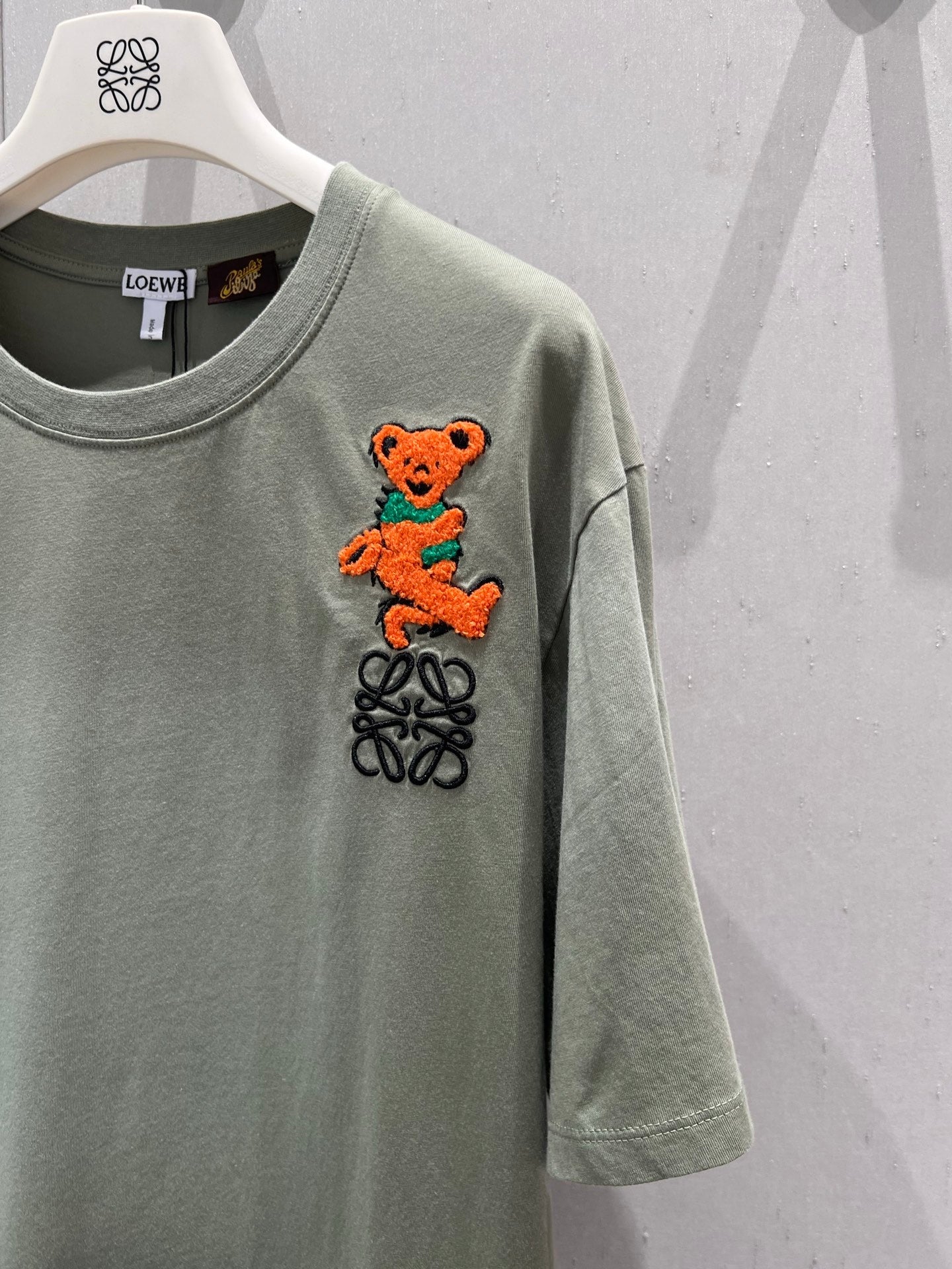 Loewe 25 Embroidered Short-sleeved T-shirt Green Acrylic Wool 220865