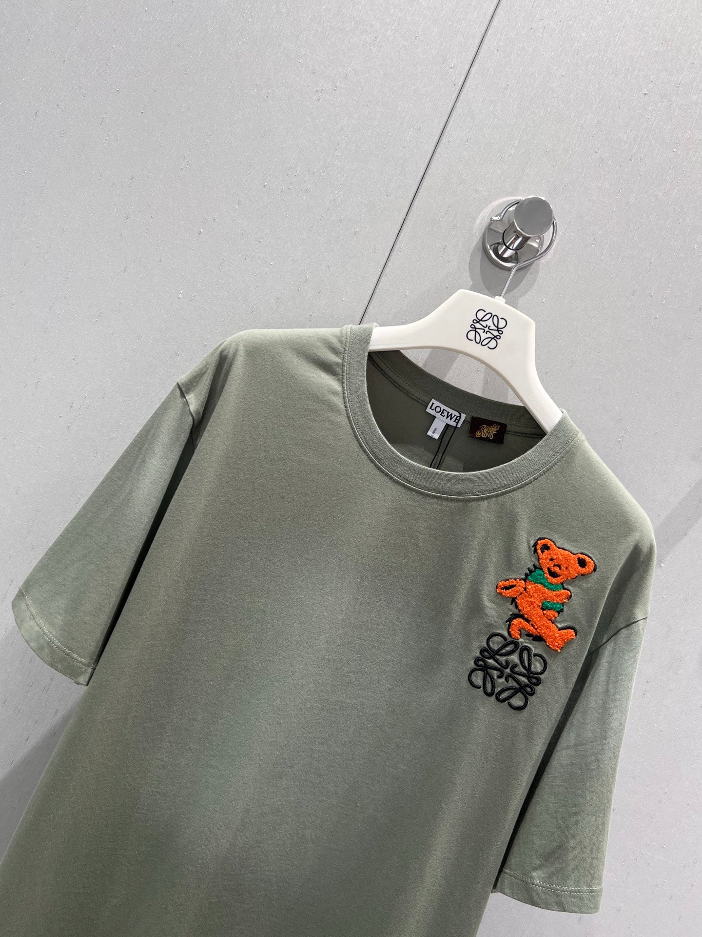 Loewe 25 Embroidered Short-sleeved T-shirt Green Acrylic Wool 220865
