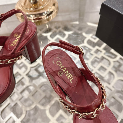 CC 25 Sandal Platform Heels Red Lambskin 268972