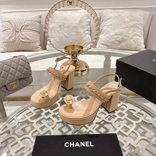 CC 25 Sandal Platform Heels Nude Lambskin 268973