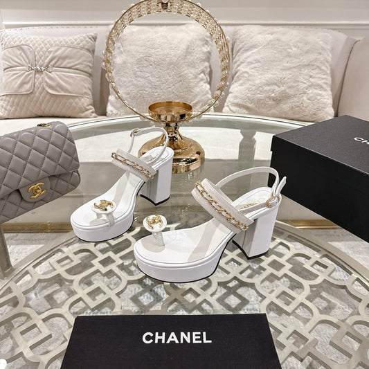CC 25 Sandal Platform Heels White Lambskin 268974