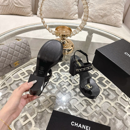 CC 25 Sandal Platform Heels Black Lambskin 268975