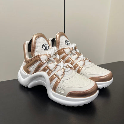 LV Archlight Sneaker 50mm White Mix Metallic Bronze Monogram Cowhide
