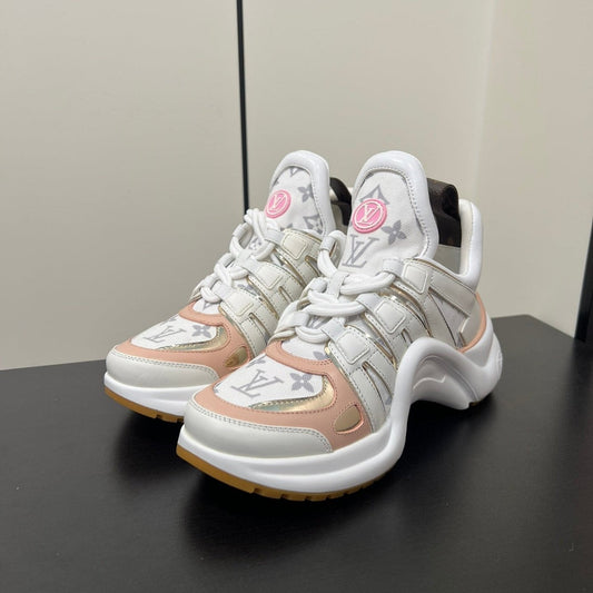 LV Archlight Sneaker 50mm White Mix Pastel Pink Monogram Jacquard Fabric