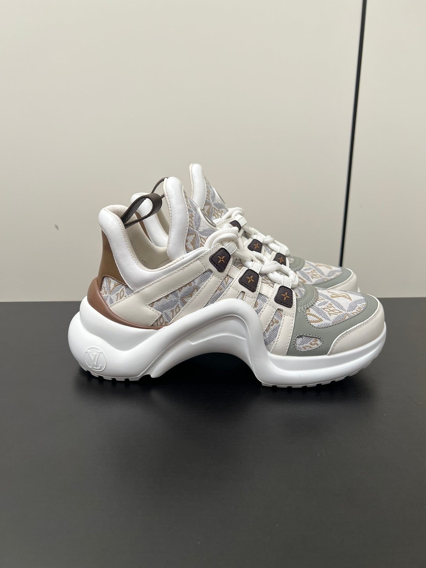 LV Archlight Sneaker 50mm White Mix Gray Brown Monogram Jacquard Fabric