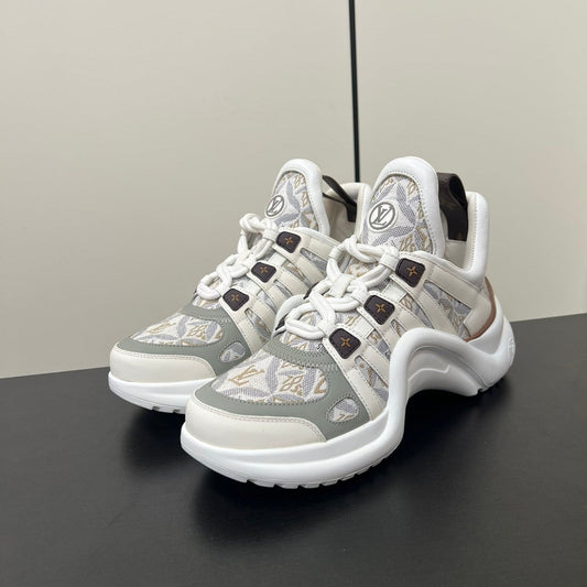 LV Archlight Sneaker 50mm White Mix Gray Brown Monogram Jacquard Fabric