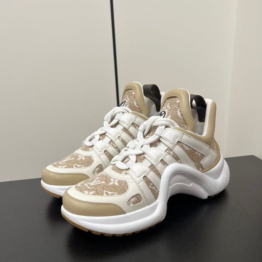 LV Archlight Sneaker 50mm White Mix Khaki Monogram Jacquard Fabric