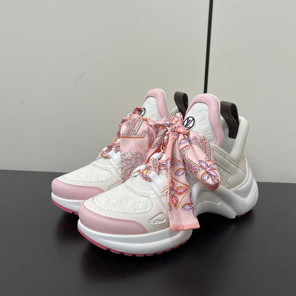 LV Archlight Sneaker 50mm White Mix Pink Monogram Calfskin