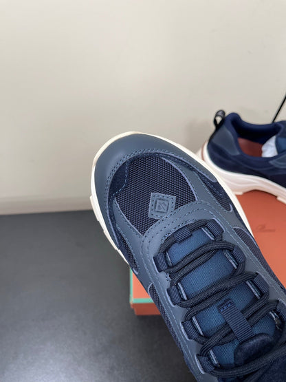 LP Cairn Walk Sneaker Navy Blue Calfskin and Fabric 210916
