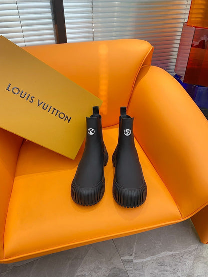 LV Ruby Flat Ankle Boot Black Silk Calfskin