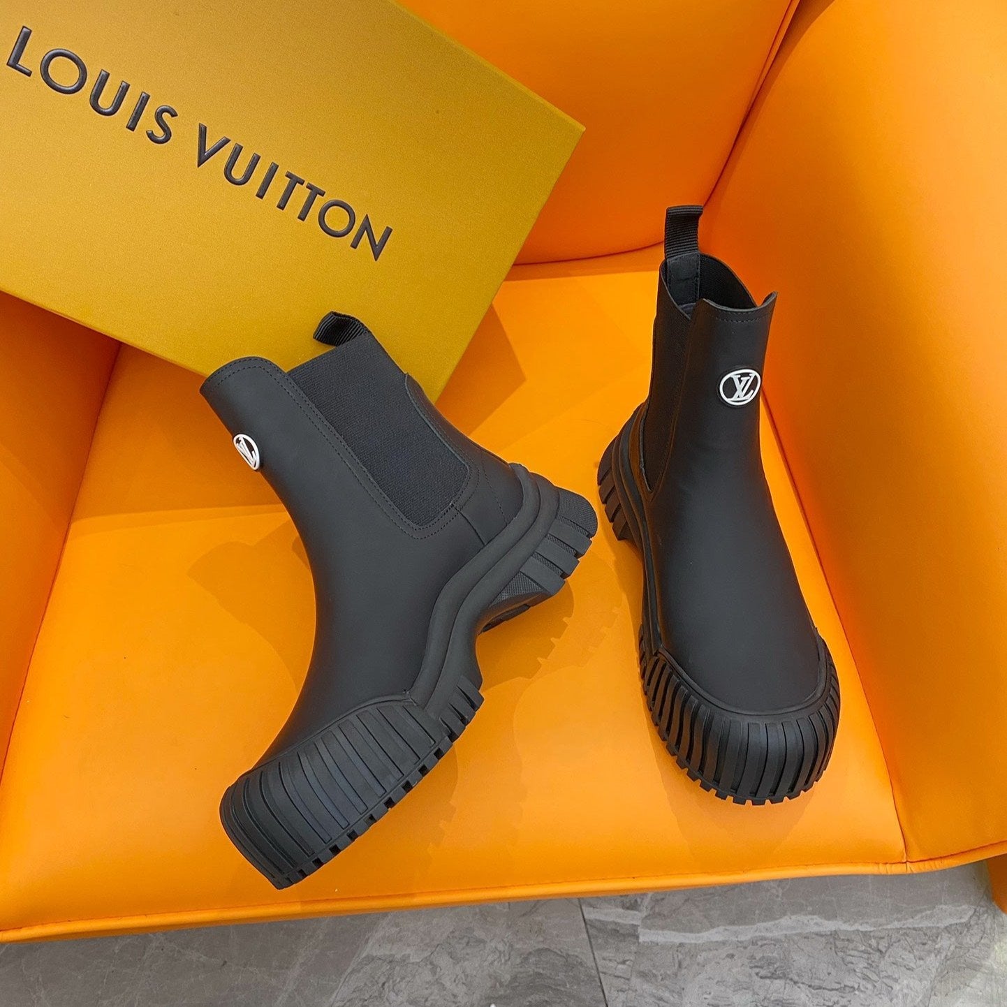 LV Ruby Flat Ankle Boot Black Silk Calfskin